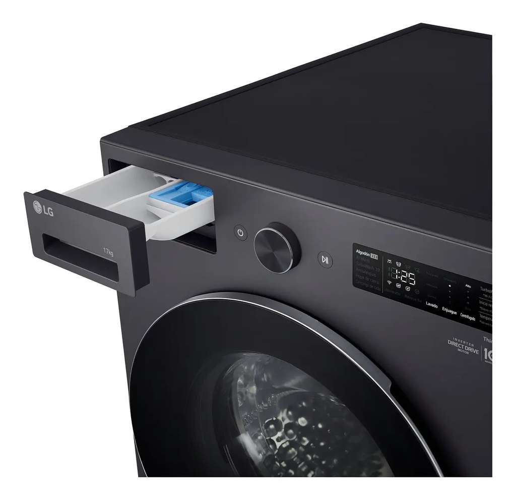 Lavarropas LG Wm17egntspg 17 Kg Frontal Inverter Steam Gris Oscuro
