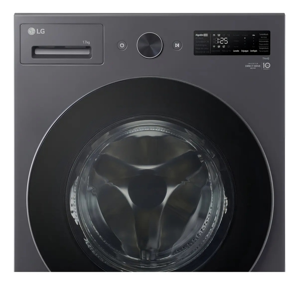 Lavarropas LG Wm17egntspg 17 Kg Frontal Inverter Steam Gris Oscuro