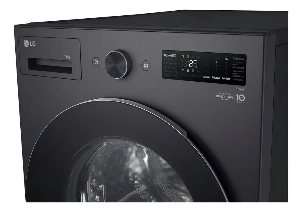Lavarropas LG Wm17egntspg 17 Kg Frontal Inverter Steam Gris Oscuro