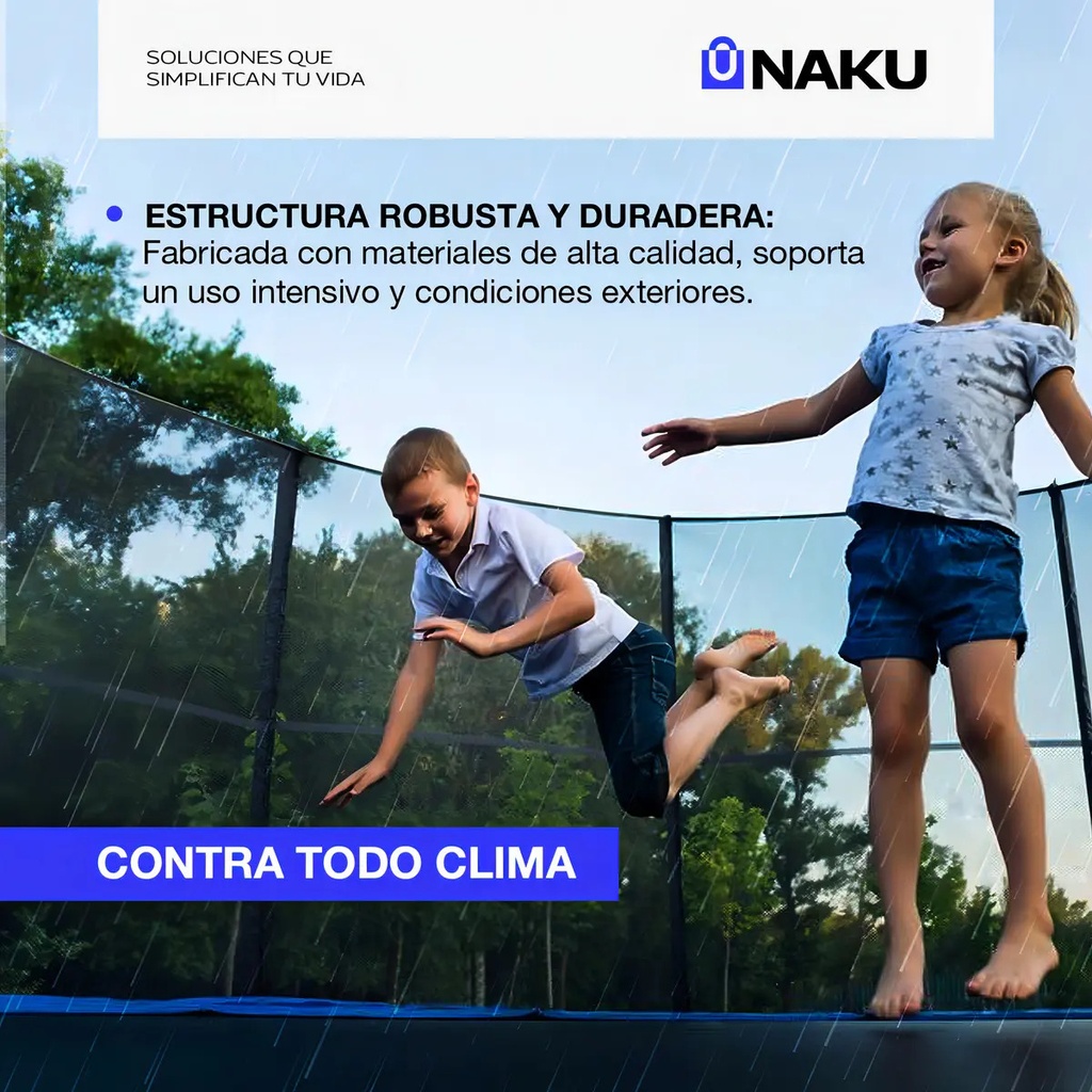 Cama Elastica Naku Ce-01 1.80m Con Uv Y Red De Seguridad Negro Azul