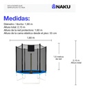 Cama Elastica Naku Ce-01 1.80m Con Uv Y Red De Seguridad Negro Azul