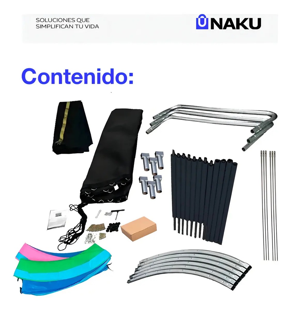 Cama Elastica Naku 3,05 Metros Con Red De Seguridad Negro Azul