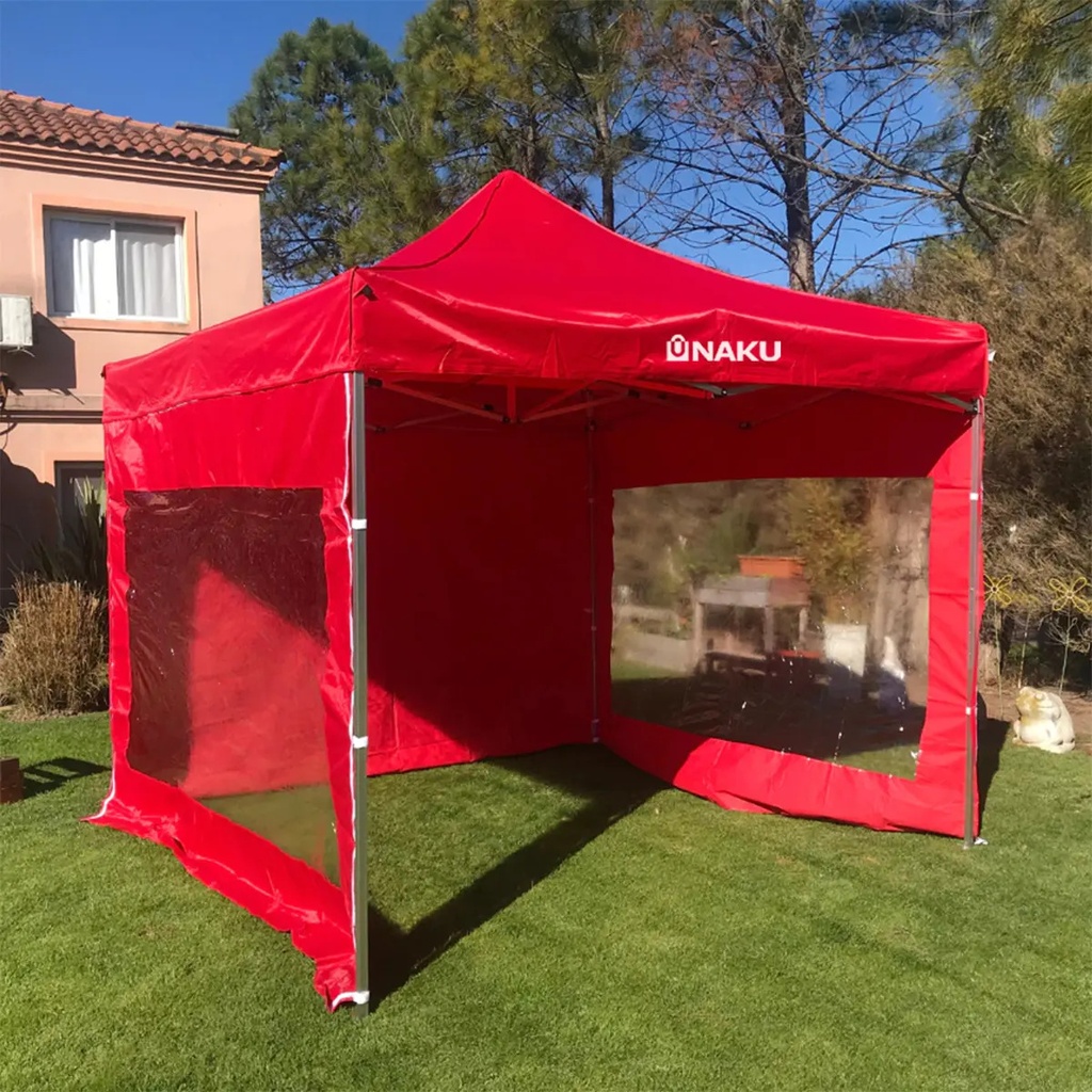 Gazebo Naku Gzb-002r 3x3 Plegable Con Paredes Impermeable Rojo