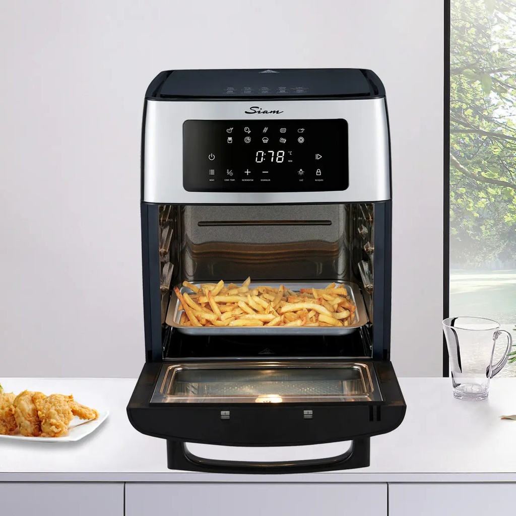 Horno Grill Con Freidora De Aire Siam 15 Lts Hgfsis1524pi Plateado