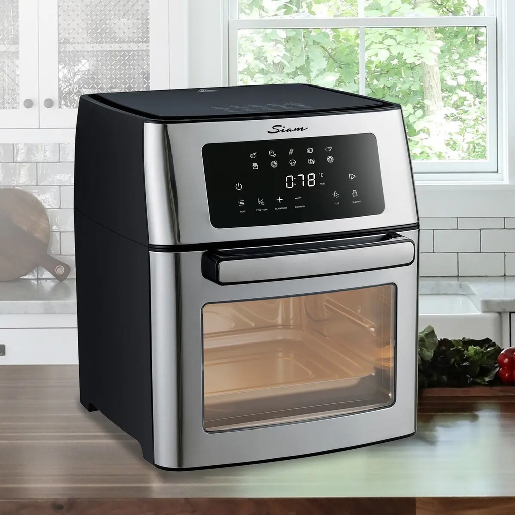 Horno Grill Con Freidora De Aire Siam 15 Lts Hgfsis1524pi Plateado