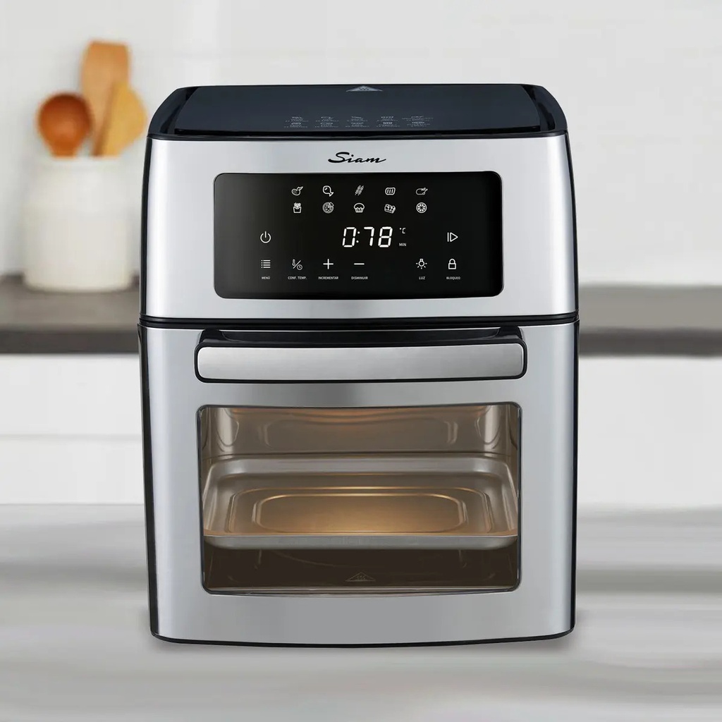 Horno Grill Con Freidora De Aire Siam 15 Lts Hgfsis1524pi Plateado