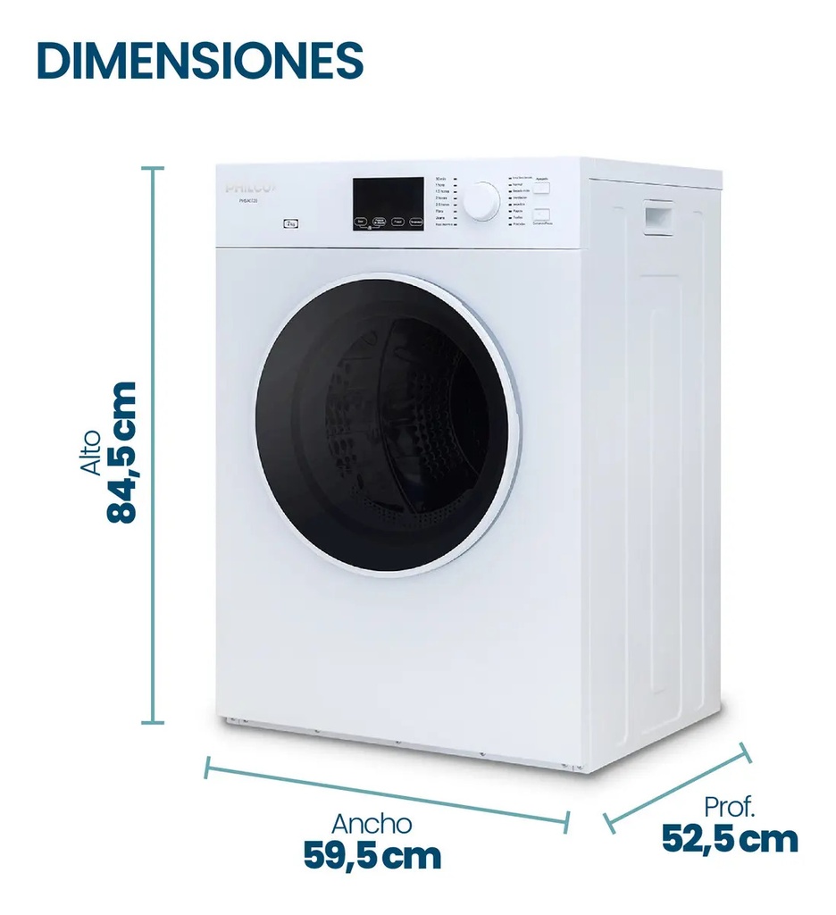 Secarropa Philco Phsa072b Por Ventilación 7kg Secado Rápido Blanco