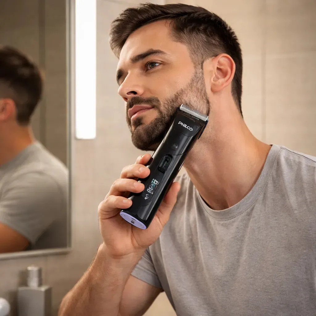 Corta Pelo Y Barba Philco Hc8909pp Con Base Cargadora Negro