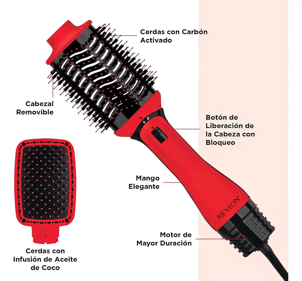 Cepillo Revlon Volumizer Plus Duo Rvdr5298ckla2av1 Smoothsta Rojo
