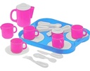 Juego De Te Duravit Con Bandeja Plastico 26 Piezas 500 Utensillos Rosas Y Blancos