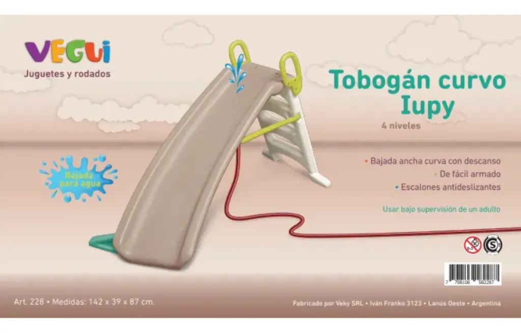 Tobogan Vegui Iupy Curvo Chico Plastico 4 Niveles 228 Beige