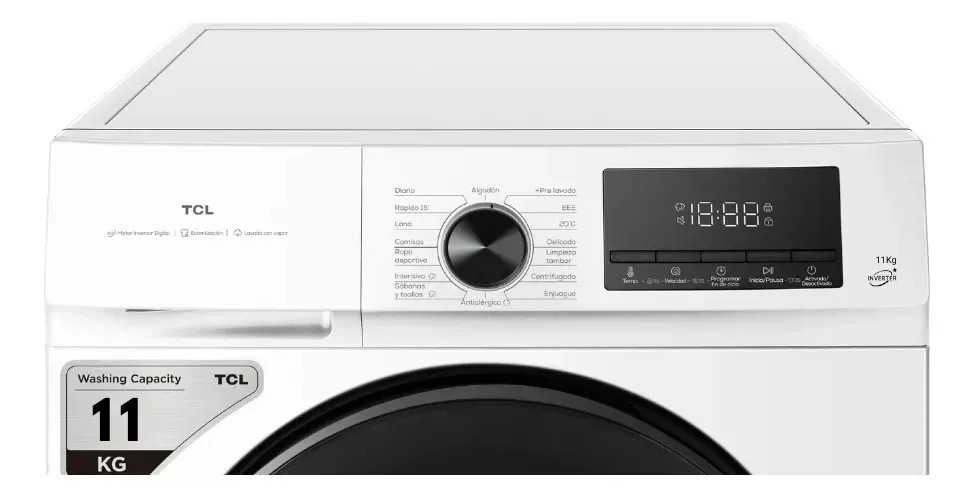 Lavarropas Tcl P111flw 11kg Inverter Carga Frontal Blanco Blanco