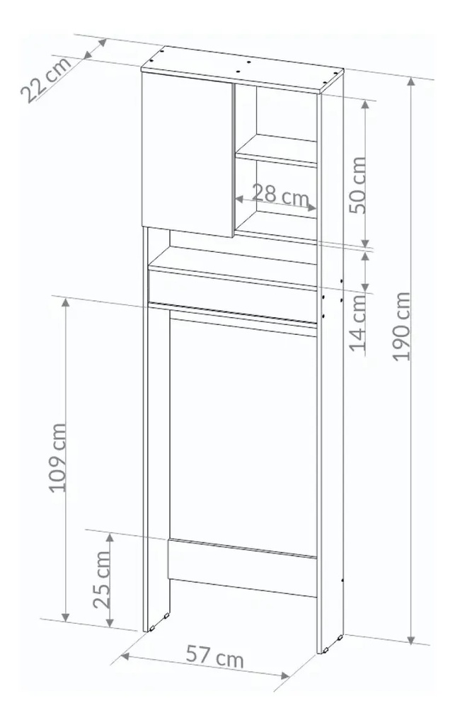 Mueble Organizador Baño Piro Blanco 5 Estantes Sobre Inodoro Blanco