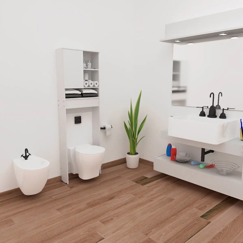 Mueble Organizador Baño Piro Blanco 5 Estantes Sobre Inodoro Blanco