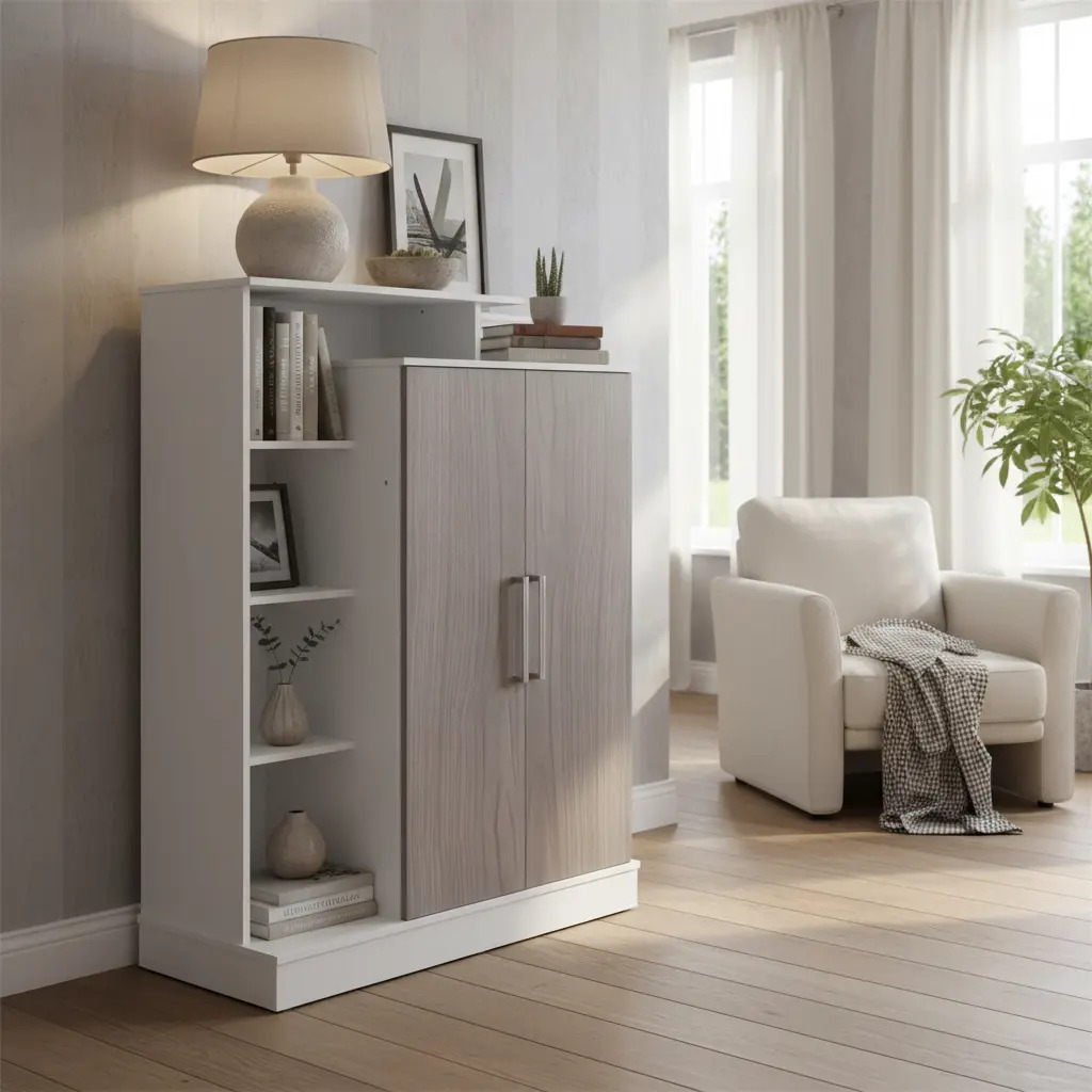 Modular Multifunción Máximo Blanco-gris 2 Puertas 6 Estantes Blanco/gris
