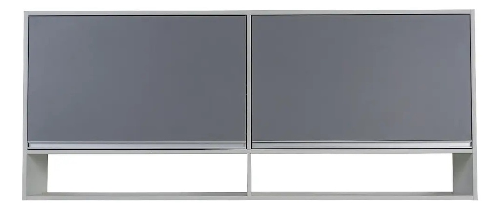 Mueble Alacena Moderna 140 Cocina 2 Ptas Especiero Melamina Gris Macadan - Blanco