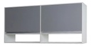 Mueble Alacena Moderna 140 Cocina 2 Ptas Especiero Melamina Gris Macadan - Blanco