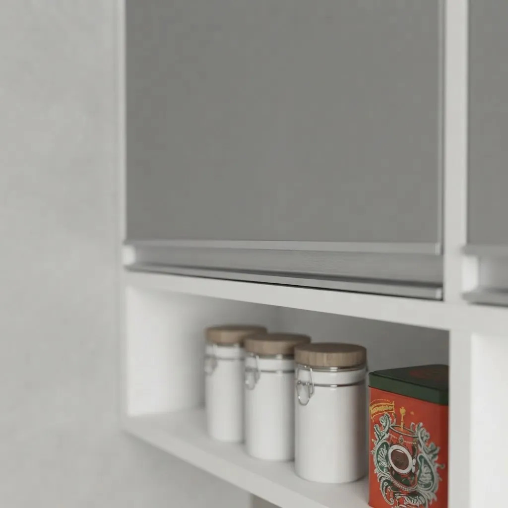 Mueble Alacena Moderna 140 Cocina 2 Ptas Especiero Melamina Gris Macadan - Blanco