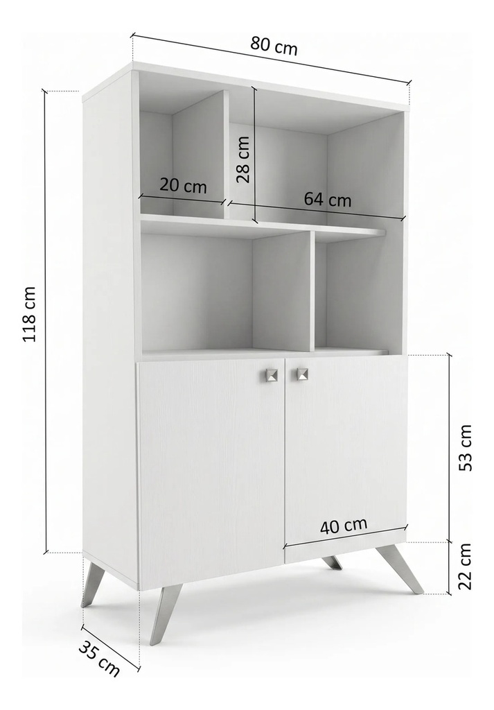 Estanteria Delos Escandinava 2 Puertas 2 Estantes Dl 885 Gc Gris Cubanita