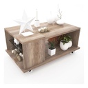 Mesa Ratona De Melamina Centro Con Ruedas Y Estante Dl 876 Roble Nebraska Gris