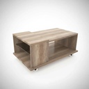 Mesa Ratona De Melamina Centro Con Ruedas Y Estante Dl 876 Roble Nebraska Gris