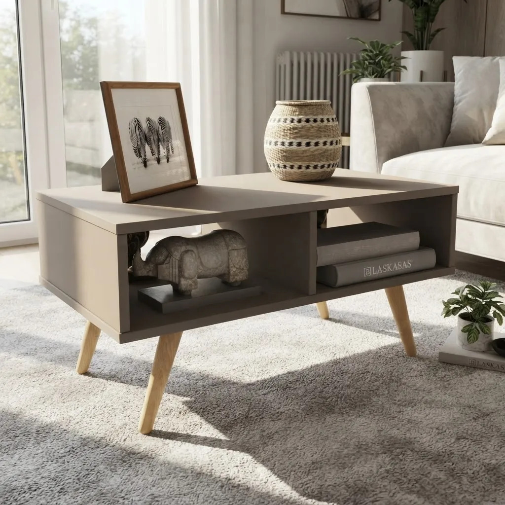 Mesa Ratona Escandinava Nordico Maciza Dl889 Gris Cubanita Gris Cubanita
