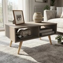 Mesa Ratona Escandinava Nordico Maciza Dl889 Gris Cubanita Gris Cubanita