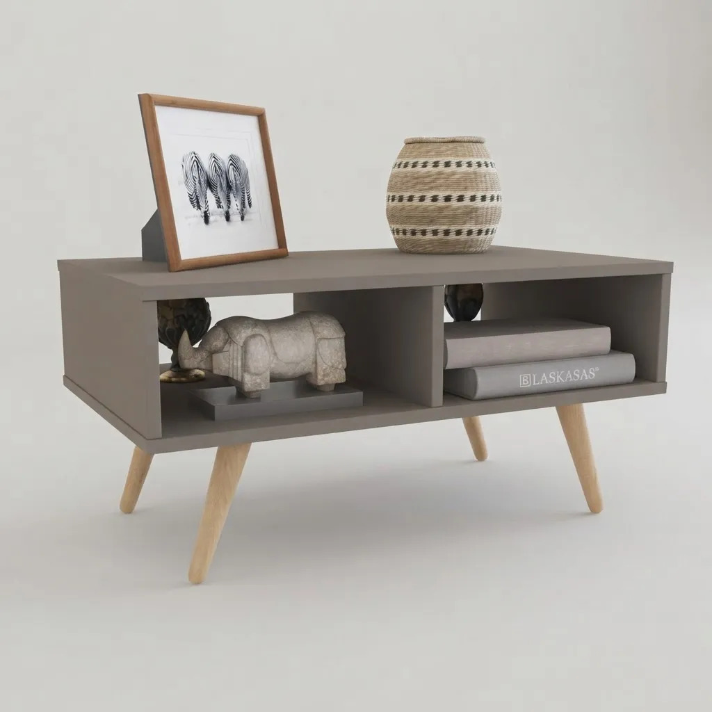 Mesa Ratona Escandinava Nordico Maciza Dl889 Gris Cubanita Gris Cubanita