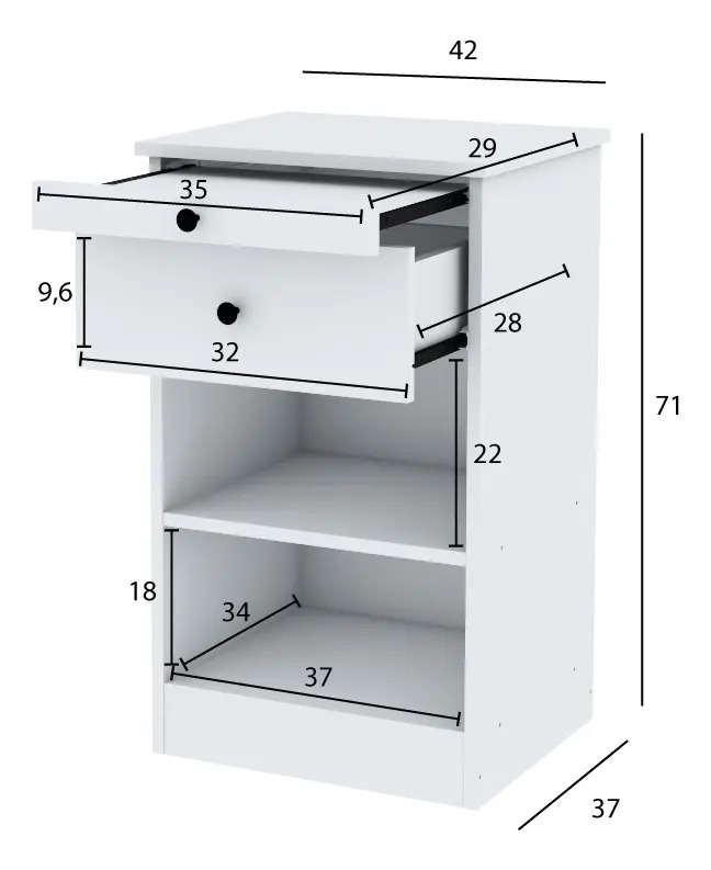 Mesa De Luz Desayunador Mld Centro Estant Blanco Mate Blanco