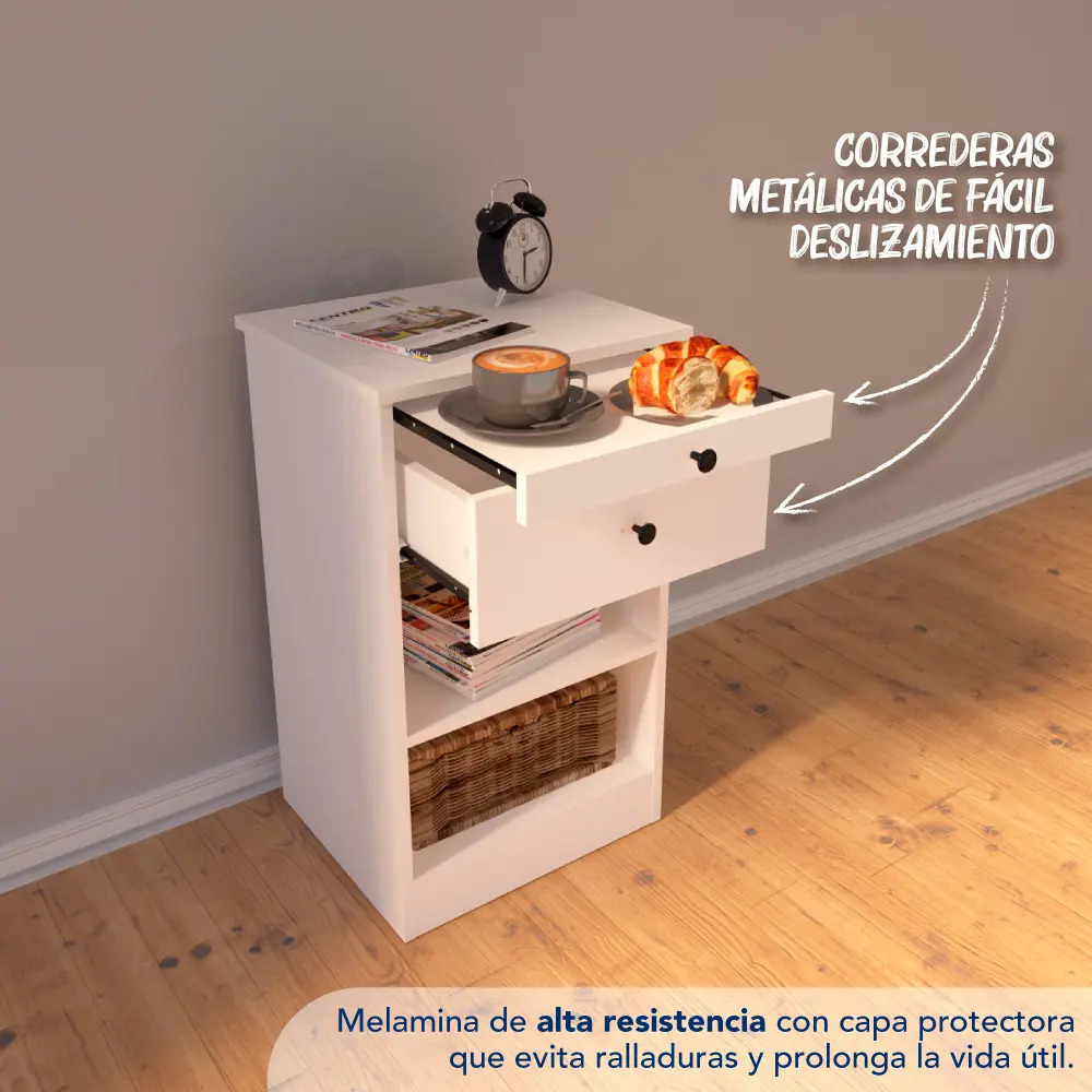 Mesa De Luz Desayunador Mld Centro Estant Blanco Mate Blanco