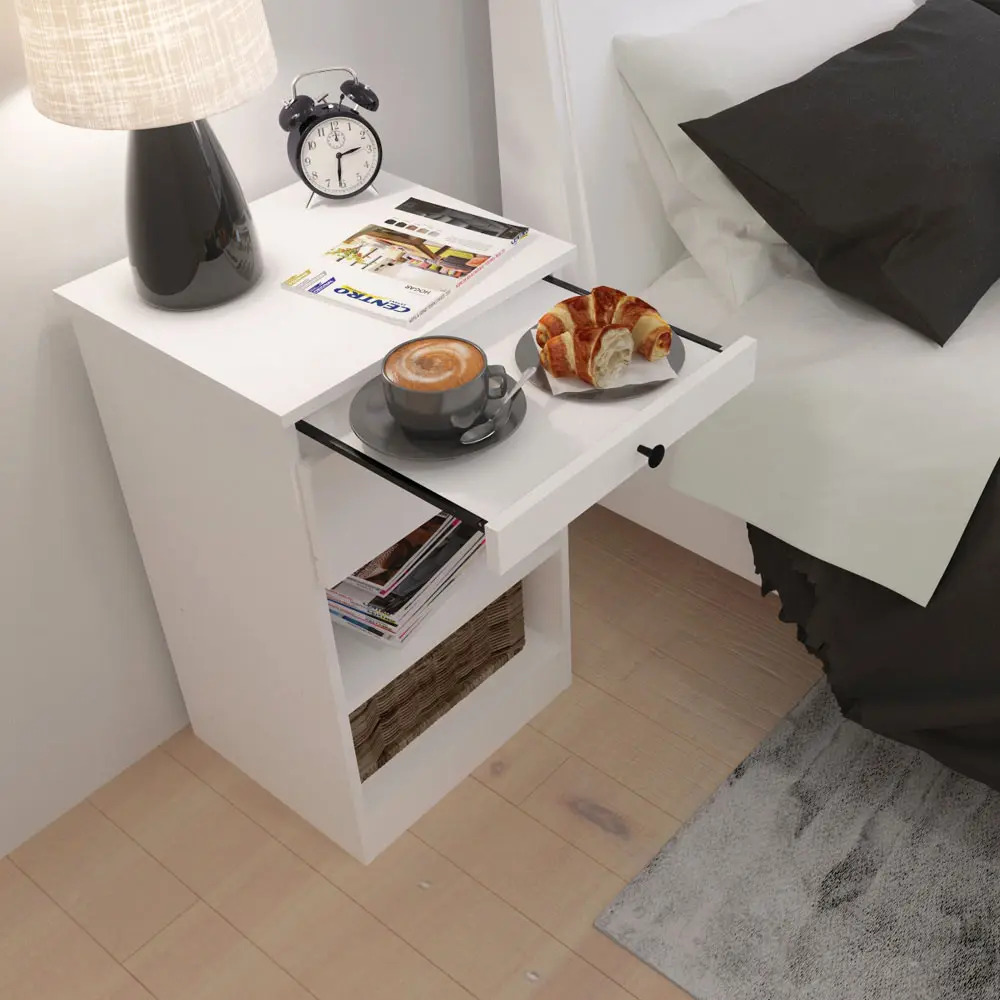 Mesa De Luz Desayunador Mld Centro Estant Blanco Mate Blanco