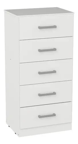 Chifonier Muebles Orlandi Melamina 5 Cajones Blanco Moderno Blanco