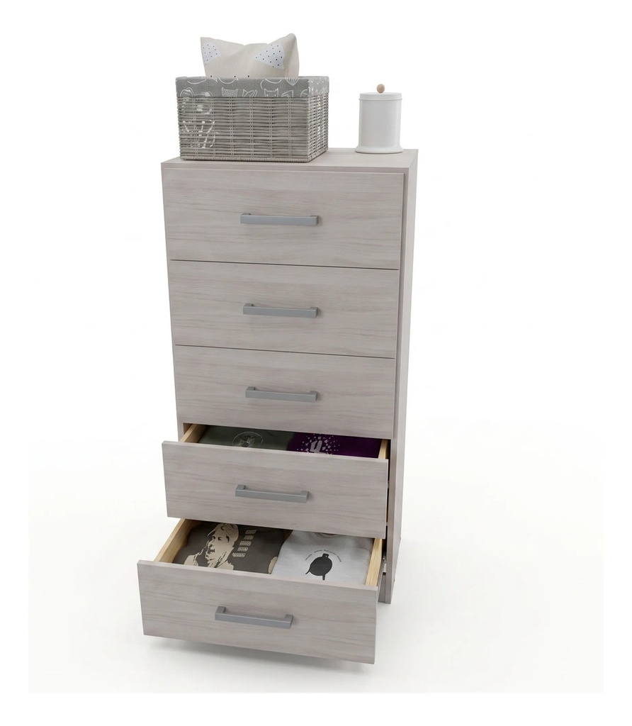 Comoda Moderna Chifonier Cajonera Melamina 5 Cajones 0,60 Jacarandá