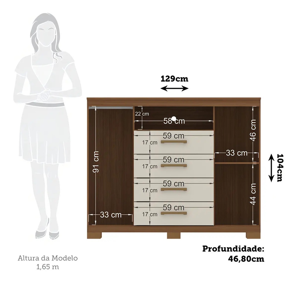 Cómoda Santos Andir Havana Master Mdp 12mm Beige Jatoba Placard Y Baúl/jatoba/arena