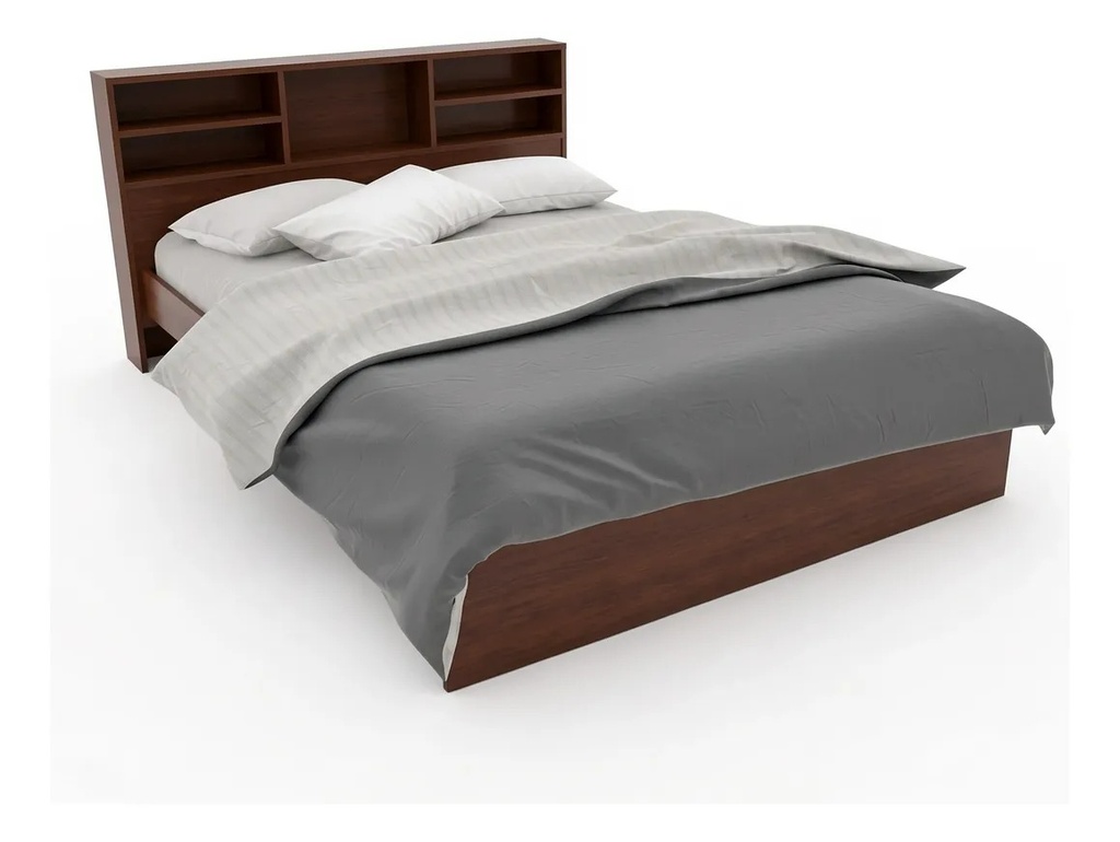 Cama Tradicional Orlandi Repisa 2 Plazas Fabricada En Mdp Mogno Geométrico