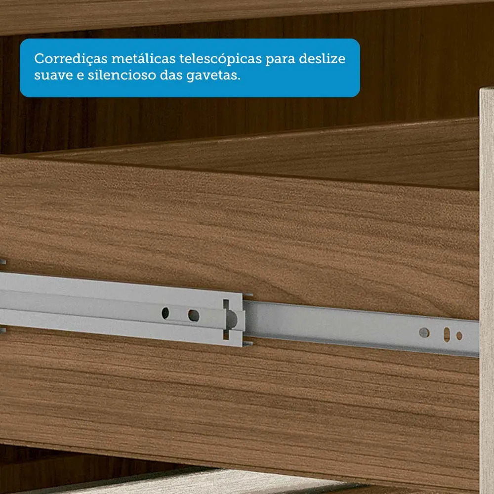 Cómoda De 1 Puerta 6 Cajones Con Patas Marabá Santos Andeira Placard Y Baúl/jatoba/arena