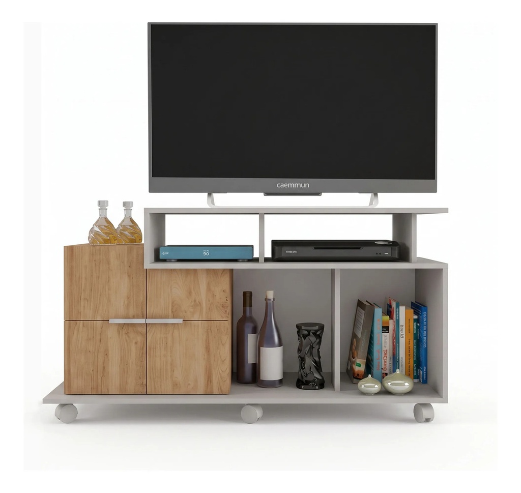 Rack Para Tv 40  Delos Sena Blanco Off White/buriti 120cm Off Whit/buriti