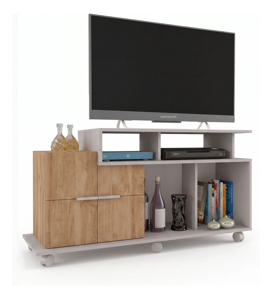 Rack Para Tv 40  Delos Sena Blanco Off White/buriti 120cm Off Whit/buriti
