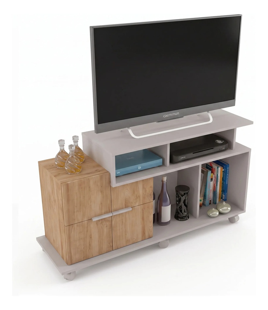 Rack Para Tv 40  Delos Sena Blanco Off White/buriti 120cm Off Whit/buriti