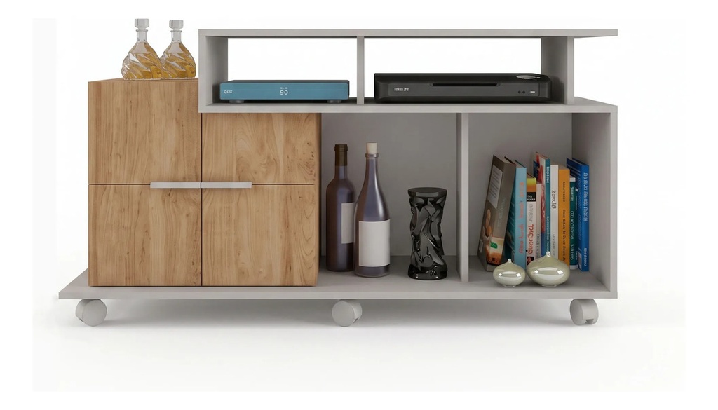 Rack Para Tv 40  Delos Sena Blanco Off White/buriti 120cm Off Whit/buriti