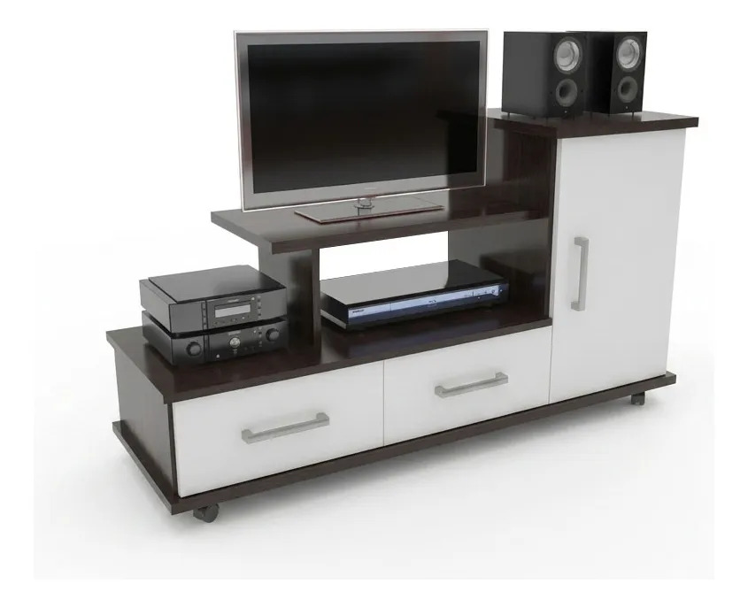 Rack Para Tv Orlandi 135cm Blanco/wengue Blanco/wengue