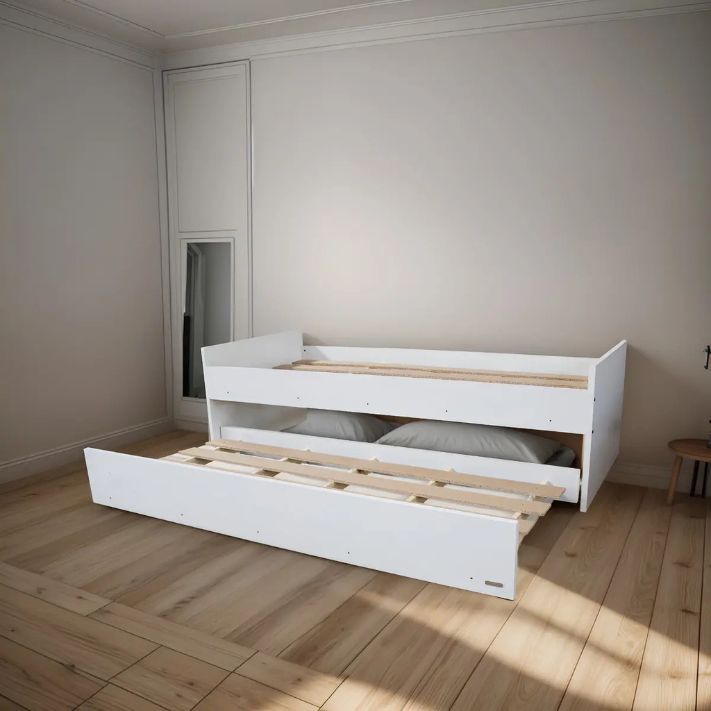 Divan Cama Platinum 957 - 2 Camas 1 Plaza 80x190 Blanco Blanco Veta