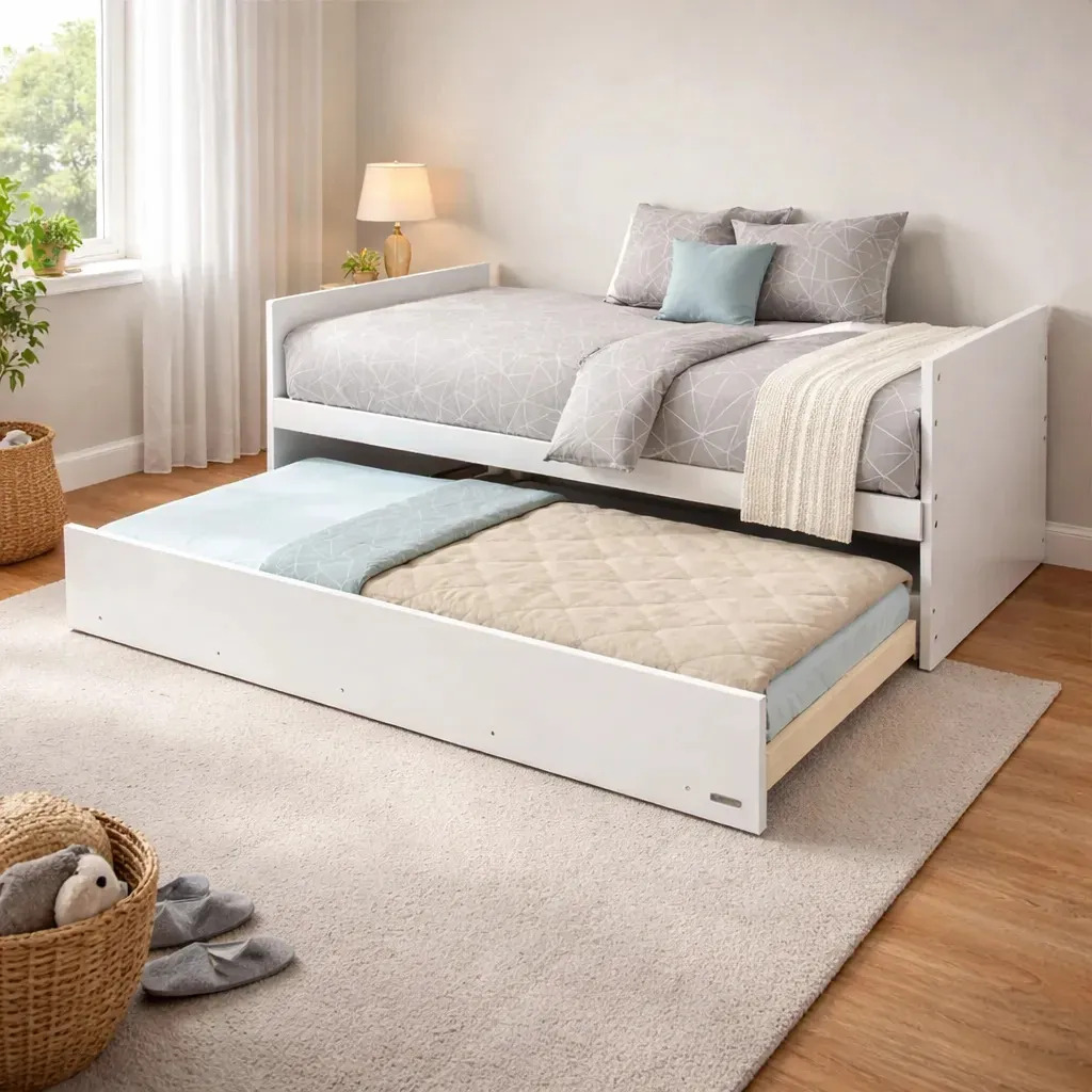 Divan Cama Platinum 957 - 2 Camas 1 Plaza 80x190 Blanco Blanco Veta