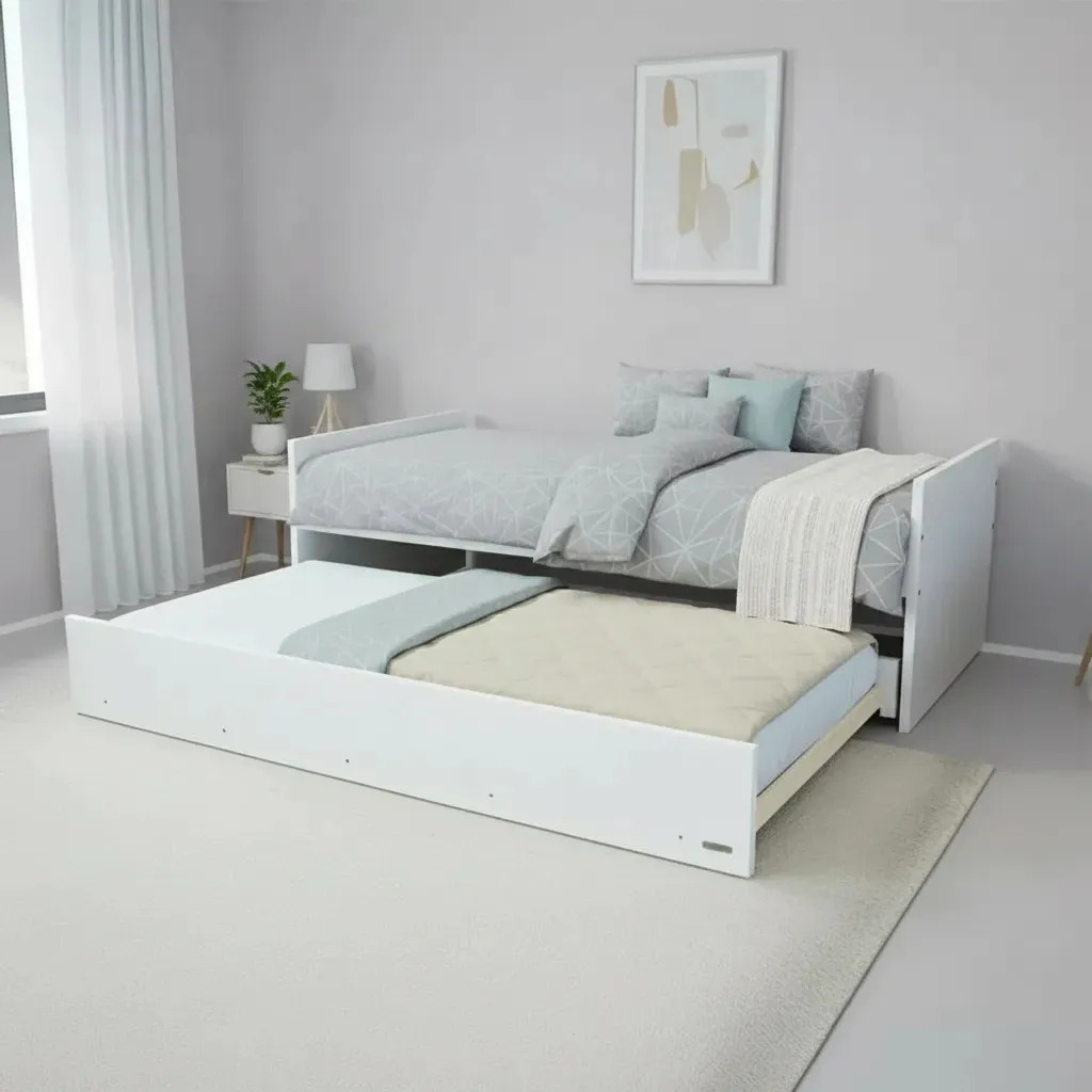 Divan Cama Platinum 957 - 2 Camas 1 Plaza 80x190 Blanco Blanco Veta
