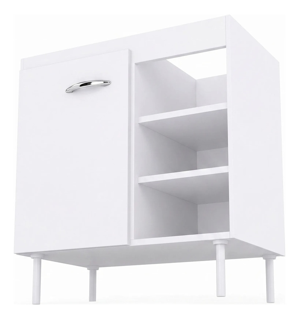 Bajomesada Delos 80cm Blanco 1 Puerta 3 Estantes Blanco