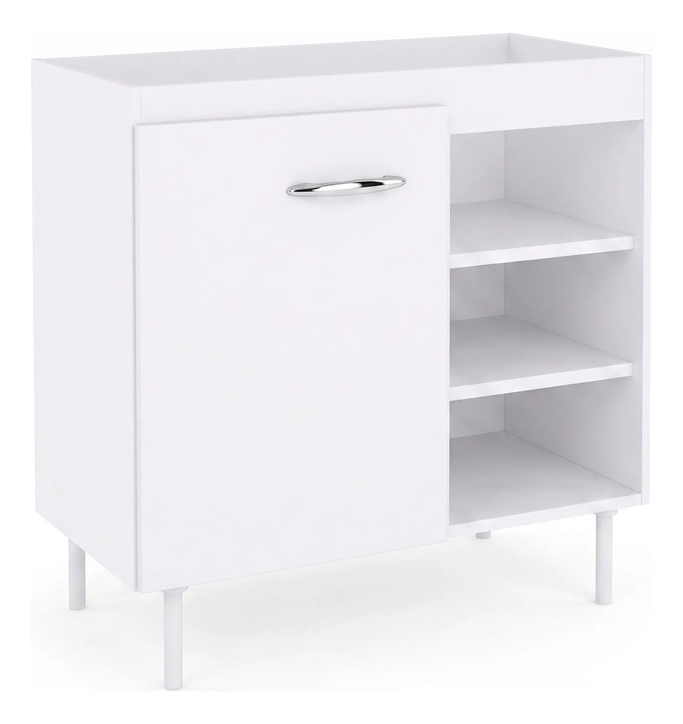 Bajomesada Delos 80cm Blanco 1 Puerta 3 Estantes Blanco