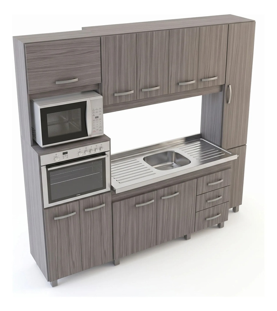 Mueble Cocina Mesada Cocina Compacta 215 Cm Orlandi Linosa