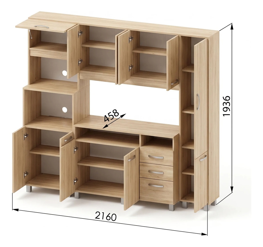 Mueble Cocina Mesada Cocina Compacta 215 Cm Orlandi Linosa