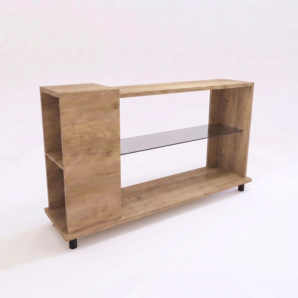 Mesa De Arrime Ratona Delos Con Estante De Vidrio 136cm Nebraska