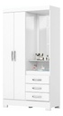 Ropero Briz Blanco Rosa 3 Puertas Corredizas Mdp Moderno Blanco/rosa